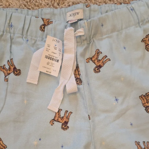 J.Crew Golden Doodle Light Blue Flannel Pajama Pants SZ Small NWT - Picture 1 of 8